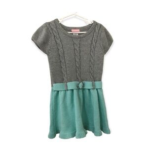 3/$15 little lass kids knit gray/silver and teal dress